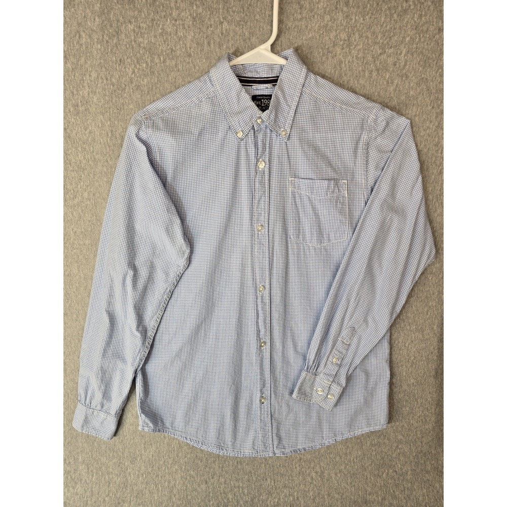 Boys Long Sleeve XL Gingham Check Pattern Preppy Button Dress Shirt.